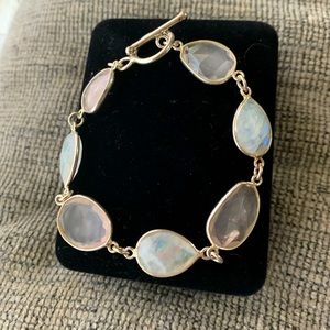 Sterling silver moonstone & rose quartz bracelet